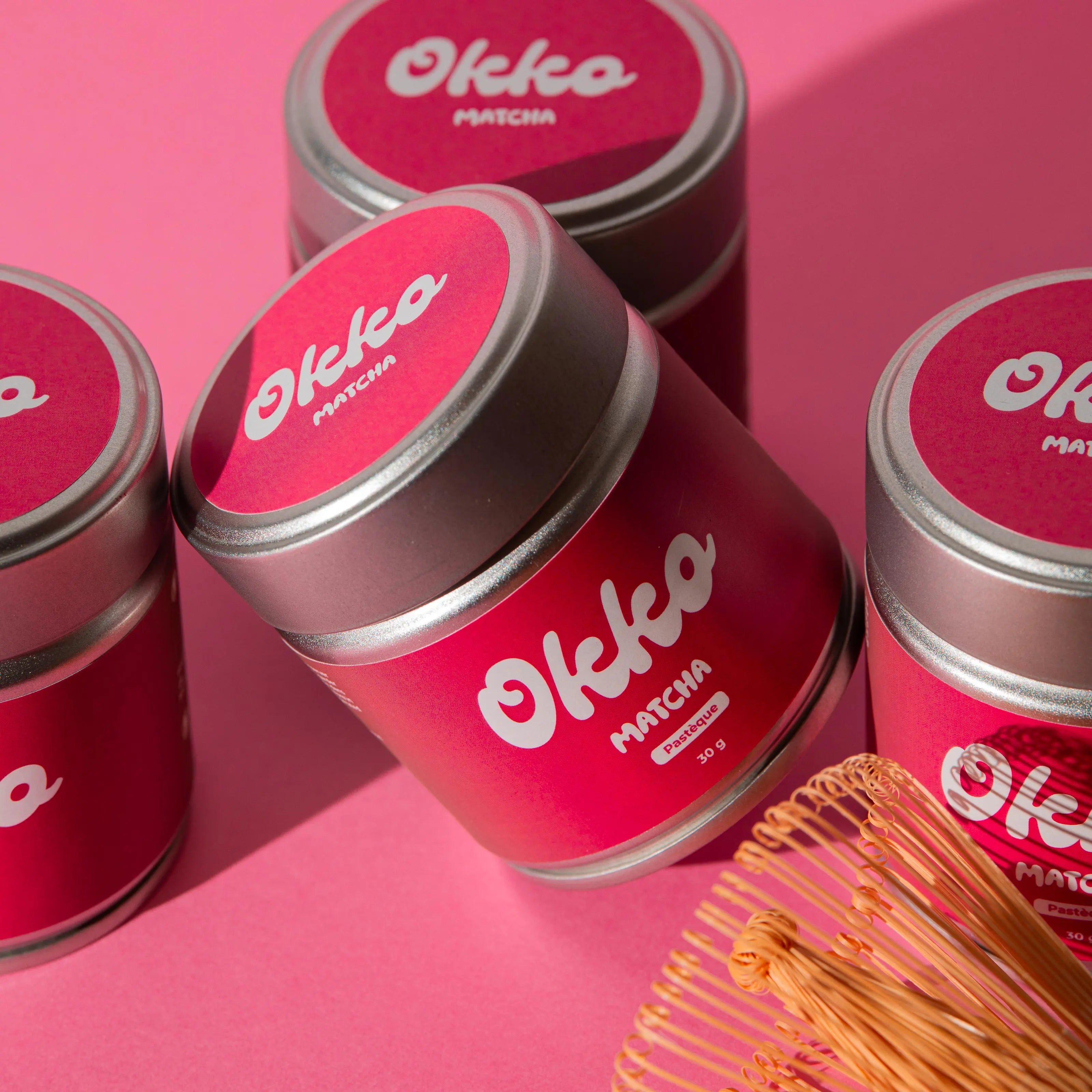 Matcha Pastèque Okko – thé matcha en poudre parfumé à la pastèque, boisson énergisante naturelle et rafraîchissante